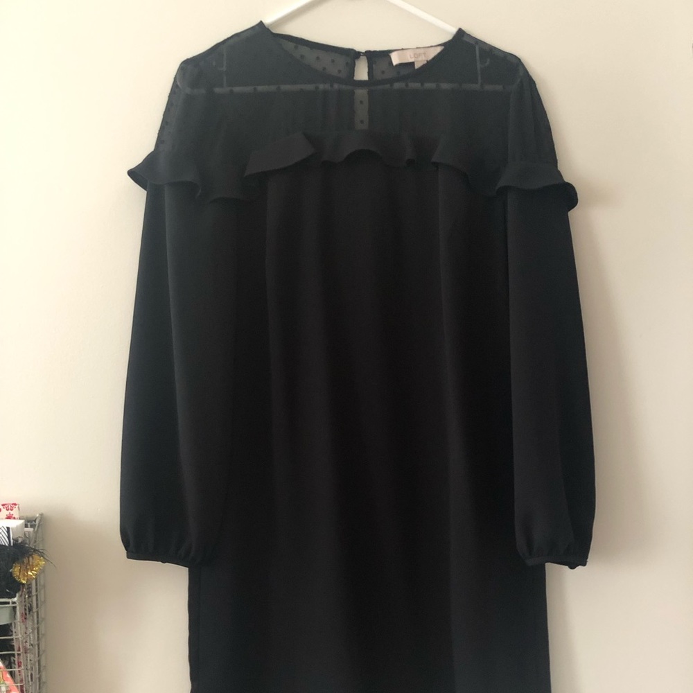 LOFT Sheer Polka Dot and Black dress
